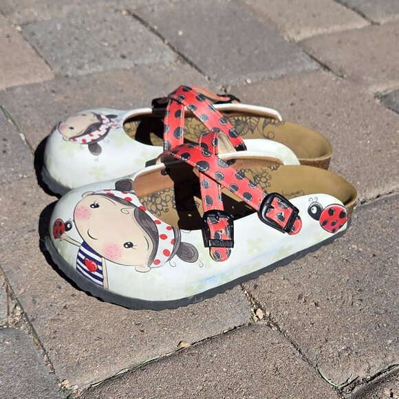 Sz EU 37 Calceo Mary Jane Clogs Sweet Ladybug Girl - Picture 4 of 8